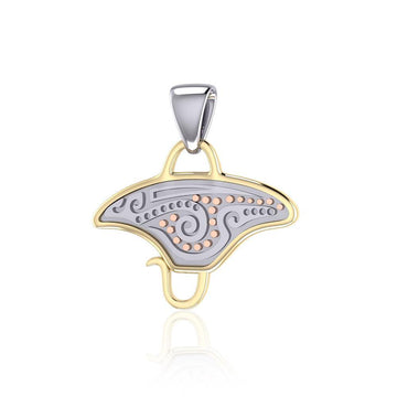 Three Tone Manta Ray Aborginal Pendant OTP2328 - Jewelry